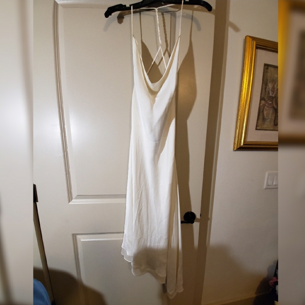 White low back BCBGMAXAZRIA cocktail dress